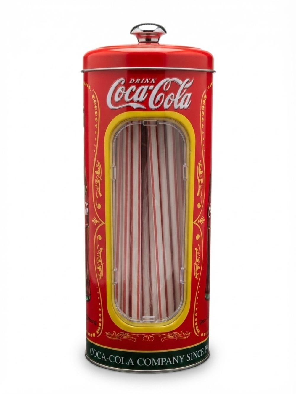 Vintage Y2K 2000s Coca Cola Red Retro Style Tin Straw Dispenser